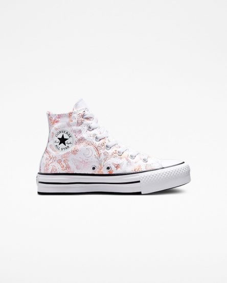 Girls' Converse Chuck Taylor All Star EVA Lift Butterfly Shine High Top Platform Shoes White / Pink / Black | AU 95314J